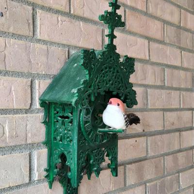 Artist Made Green Wood Clock Birdhouse