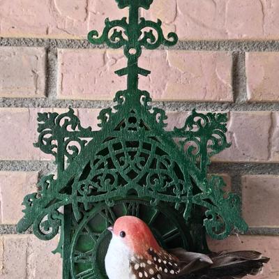 Artist Made Green Wood Clock Birdhouse