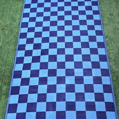 Blue Checkered Outdoor Rug