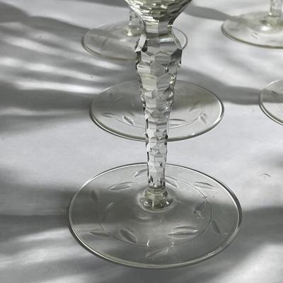 Lot of 10 Antique Early Stemmed Wine Glasses 8-1/8" Tall in VG Preowned Condition.