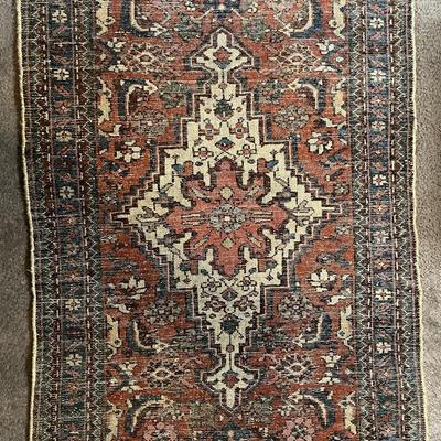 Antique Persian Rug 45.5" Long x 27" Wide as Pictured.