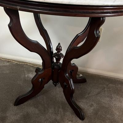 Antique Marble Top Lamp Table 28.5" Wide x 26.5" x 20" as Pictured.