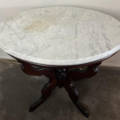 Antique Marble Top Lamp Table 28.5" Wide x 26.5" x 20" as Pictured.