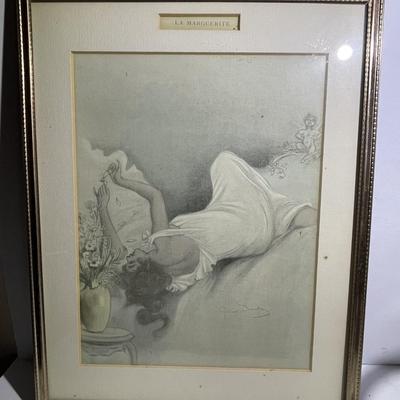 Henri Boutet (1851-1919) c1900 La Marguerite Artist Print Frame Size 11" x 14" as Pictured.