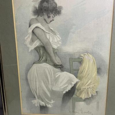 Henri Boutet (1851-1919) c1900 Le Corset Artist Print Frame Size 11" x 14" as Pictured.