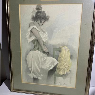 Henri Boutet (1851-1919) c1900 Le Corset Artist Print Frame Size 11" x 14" as Pictured.