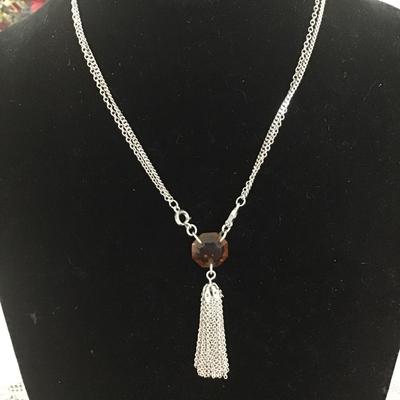 CD Amber Colored Glass Tassel Necklace