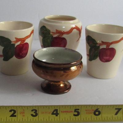 Franciscan Apple Tumblers, Mustard Bottom and Lusterware Master Salt Dip