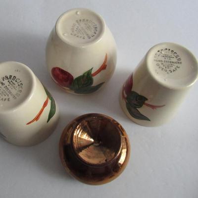 Franciscan Apple Tumblers, Mustard Bottom and Lusterware Master Salt Dip