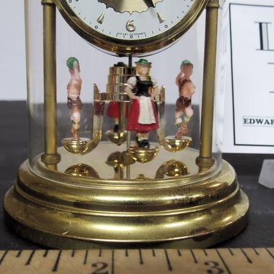 West German Working Revolving Clock, Small Working Lamp, 2 Ruby Red Vases