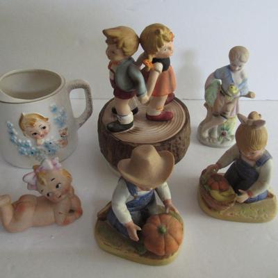 Lot of Older Figurines, Music Box, Planter