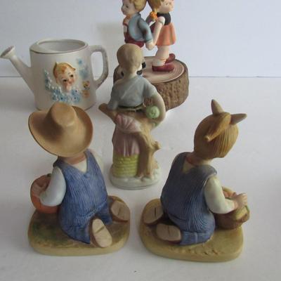 Lot of Older Figurines, Music Box, Planter