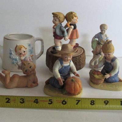 Lot of Older Figurines, Music Box, Planter