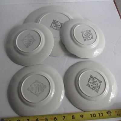 Meaken England, Sterling, Forget-Me-Not Pattern Plates, 1 Lunch, 4 Salads