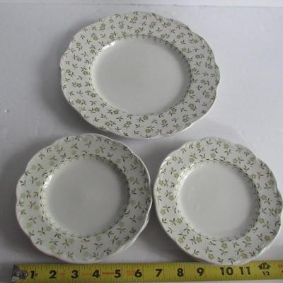 Meaken England, Sterling, Forget-Me-Not Pattern Plates, 1 Lunch, 4 Salads
