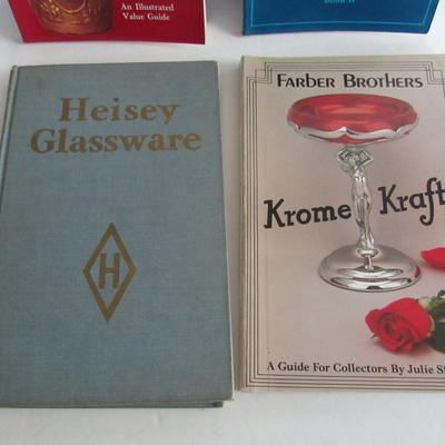 4 Older ID Guide Books on Glassware & Pottery, Heisey, Goofus Glass, Krome Kraft and Royal Copley