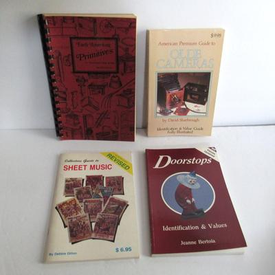Older Collectibles ID Books, Primitives, Cameras, Doorstops, Sheet Music