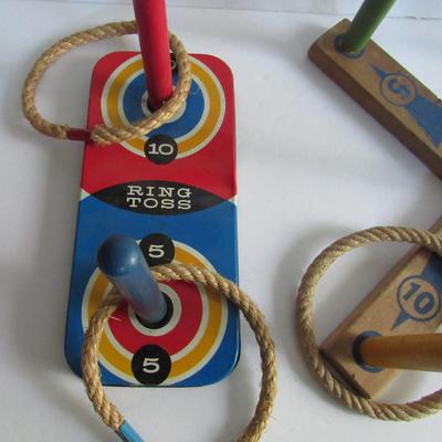 Two Sets Vintage Ring Toss, Tin and Wood