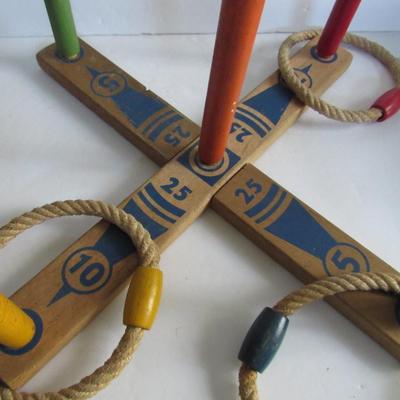 Two Sets Vintage Ring Toss, Tin and Wood
