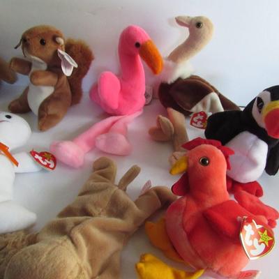 Lot of 9 Older Beanie Babies
