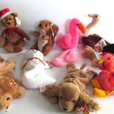 Lot of 9 Older Beanie Babies