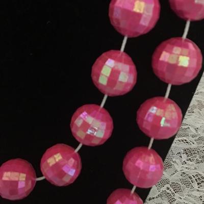 Hot Pink Acrylic AB Disco Ball Flapper Style Necklace