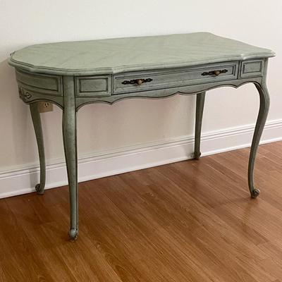 HICKORY MANUFACTURING CO. ~ Solid Wood Pale Green Distressed French Provincial Desk
