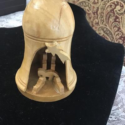 Vintage Handcrafted Wood Nativity Scene Ornament