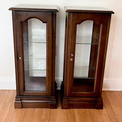 JASER CABINETS ~ Pair (2) 37” Solid Wood Lighted Cabinets ~*Read Details