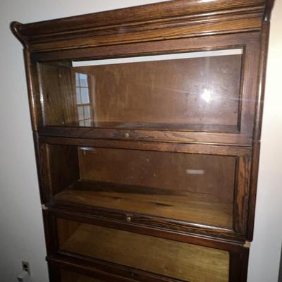 (2) Antique Stacking Bookcases 5-Shelves 75.25" Tall x 34" Wide as Pictured.