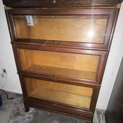 (2) Antique Stacking Bookcases 5-Shelves 75.25" Tall x 34" Wide as Pictured.