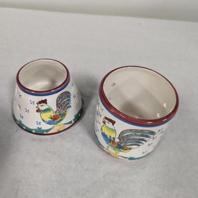 Hand Painted Rooster Design Candle Holder