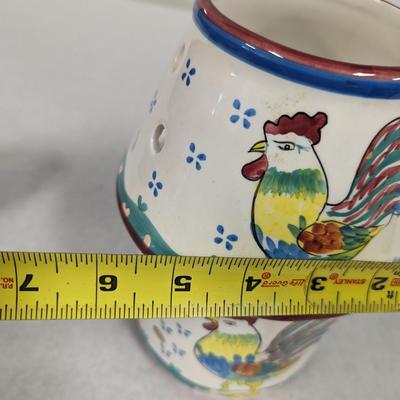 Hand Painted Rooster Design Candle Holder