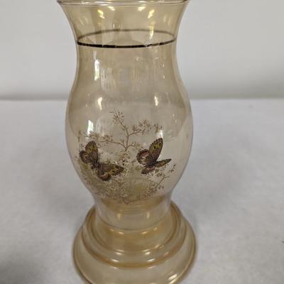 Candle Holder Tinted With Beautiful Butterflies
