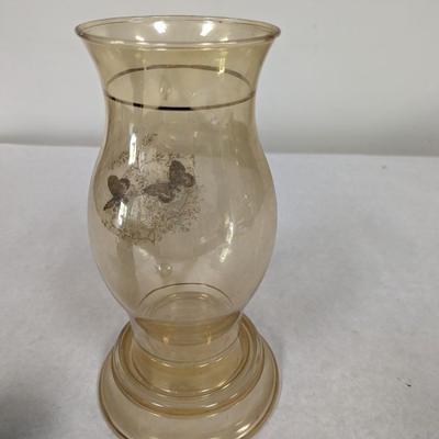 Candle Holder Tinted With Beautiful Butterflies