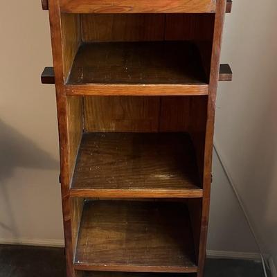 Antique Scarce Roycroft/Stickley Pagoda Style Open Bookcase 52.75" Tall in Good Preowned Condition.