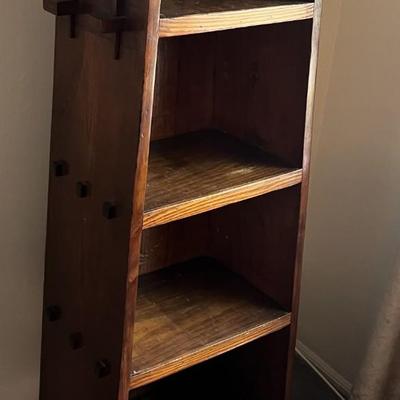 Antique Scarce Roycroft/Stickley Pagoda Style Open Bookcase 52.75" Tall in Good Preowned Condition.