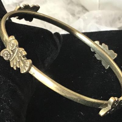 Vintage brass owl, bangle bracelet