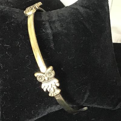 Vintage brass owl, bangle bracelet