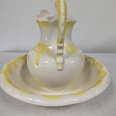 Vintage Pottery Pitcher & Wash Basin Bowl
