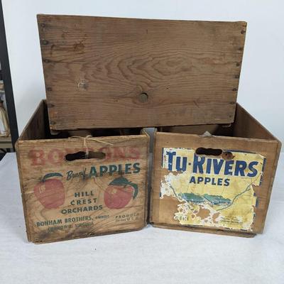 Vintage Wooden Advertising Apple Orchard Boxes