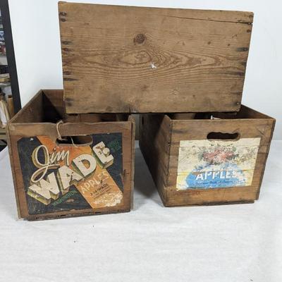Vintage Wooden Advertising Apple Orchard Boxes