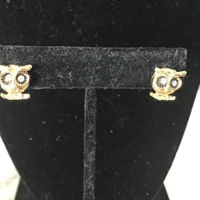 Gold, toned owl, earrings