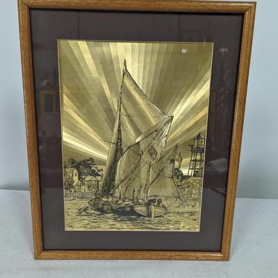 Framed Foil Art Boat
