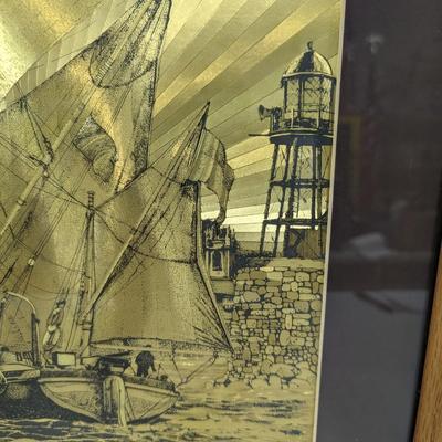 Framed Foil Art Boat