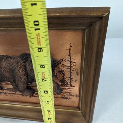 Vintage Copper 3D Plaque Bear Wall Art