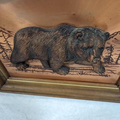 Vintage Copper 3D Plaque Bear Wall Art