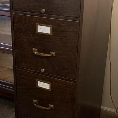 Vintage Mid-Century Heavy Guage Metal File Cabinet 4-Draws 51.25" x 26.5" x 15" in Good Preowned Condition.