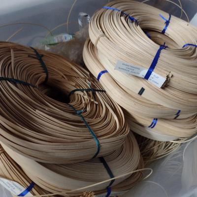 Collection of Basket Weaving Supplies- Reed and Handles