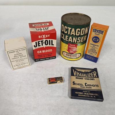 Vintage Advertising Collection Wizard Ointment Bixby Jet-Oil Octagon Cleanser Visualizer Choice B